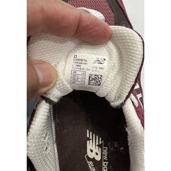 New Balance 990v6 MiUSA Teddy Santis Sneakers in Burgundy Tan main image 9